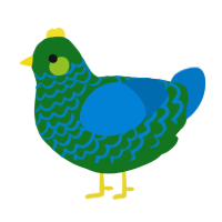A leaf and sapphire chicken with a lace pattern
