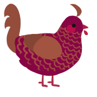 Rusty Fence, a maroon and russet chicken with a lace pattern