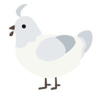Rupert Knockerbotham, a white and mist chicken with a head pattern