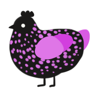 sable xyx, a sable and orchid chicken with a speckle pattern