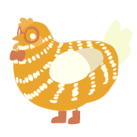 A ochre and silver chicken with a bar pattern
