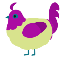 A lemon and plum chicken with a head pattern