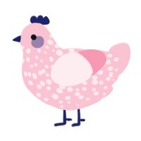 A rose chicken with a speckle pattern