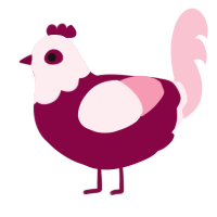 A maroon and rose chicken with a head pattern