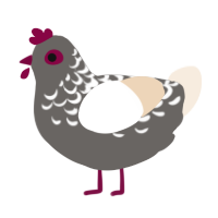 A grey and cream chicken with a half-lace pattern