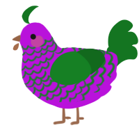 A amethyst and leaf chicken with a lace pattern