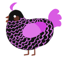 A black and orchid chicken with a lace pattern