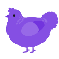 A blurple chicken with a neck-band pattern