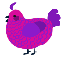 A fuchsia and violet chicken with a lace pattern