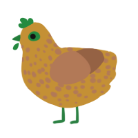 A gold and brown chicken with a speckle pattern