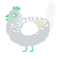A mist and white chicken with a half-lace pattern