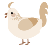 A cream and beige chicken with a neck-speckle pattern