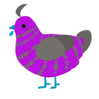 A amethyst and grey chicken with a bar pattern