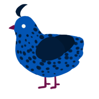 Star Shatterer, a ultramarine and tumblr chicken with a speckle pattern