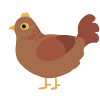 A brown and russet chicken with a neck-speckle pattern