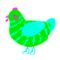 A orchid and crimson chicken with a bar pattern