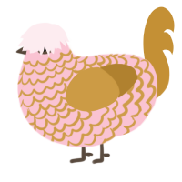 CA Cupid, a rose and gold chicken with a lace pattern
