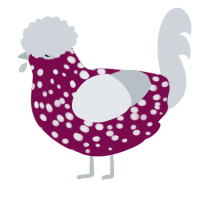A wine and mist chicken with a speckle pattern