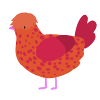 (unnamed), a vermilion and crimson chicken with a speckle pattern