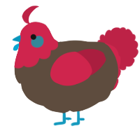 A bark and crimson chicken with a head pattern