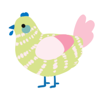 A lemon and rose chicken with a bar pattern