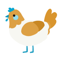 A white and orange chicken with a head pattern