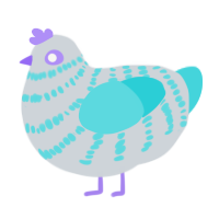 Electric Storm, a mist and aqua chicken with a bar pattern