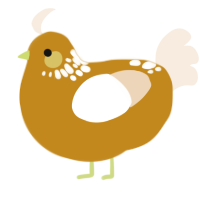 A ochre and cream chicken with a neck-speckle pattern