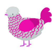 Hyphae, a silver and fuchsia chicken with a lace pattern