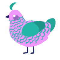 Party Popper, a lavender and turquoise chicken with a lace pattern