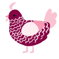 A maroon and rose chicken with a lace pattern
