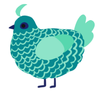 A teal and mint chicken with a lace pattern