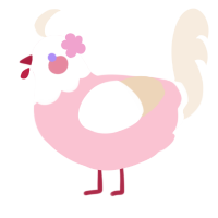 蜜, a rose and cream chicken with a head pattern