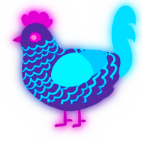 Ultraviolet, a overcast and cerulean chicken with a lace pattern