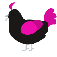 A sable and fuchsia chicken
