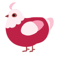A crimson and rose chicken with a head pattern