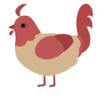 A beige and red chicken with a head pattern