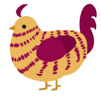 A honey and maroon chicken with a bar pattern