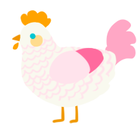 A white and rose chicken with a lace pattern