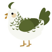 A white and olive chicken with a half-lace pattern