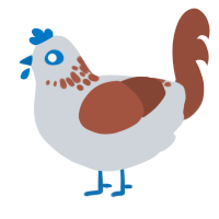 A mist and russet chicken with a neck-speckle pattern