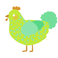 A lime and spring chicken with a speckle pattern