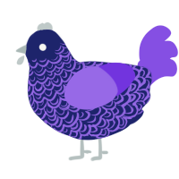 serena, a navy and blurple chicken with a double-lace pattern