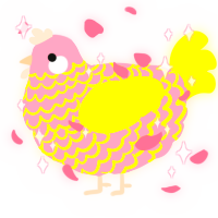 A rose and yellow chicken with a lace pattern