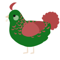 A leaf and red chicken with a half-lace pattern