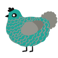 A turquoise and ash chicken with a lace pattern