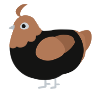 A black and brown chicken with a head pattern