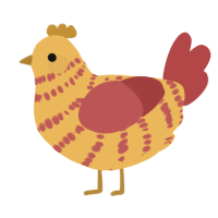 A honey and red chicken with a bar pattern