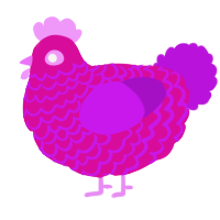 A fuchsia and amethyst chicken with a lace pattern