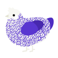 A white and indigo chicken with a double-lace pattern